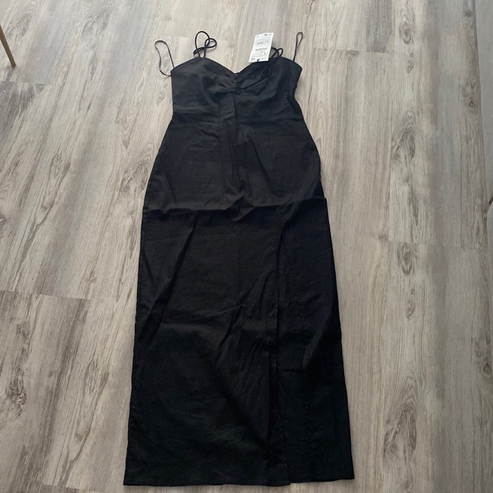 Zara black linen dress s